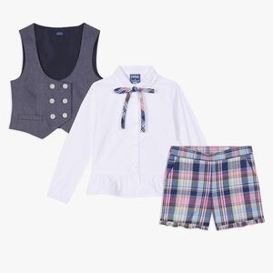 NEW! IZOD Girls 4-Piece Outfit Set – Shirt, Double Breasted Vest, Tie & Shirt 5.